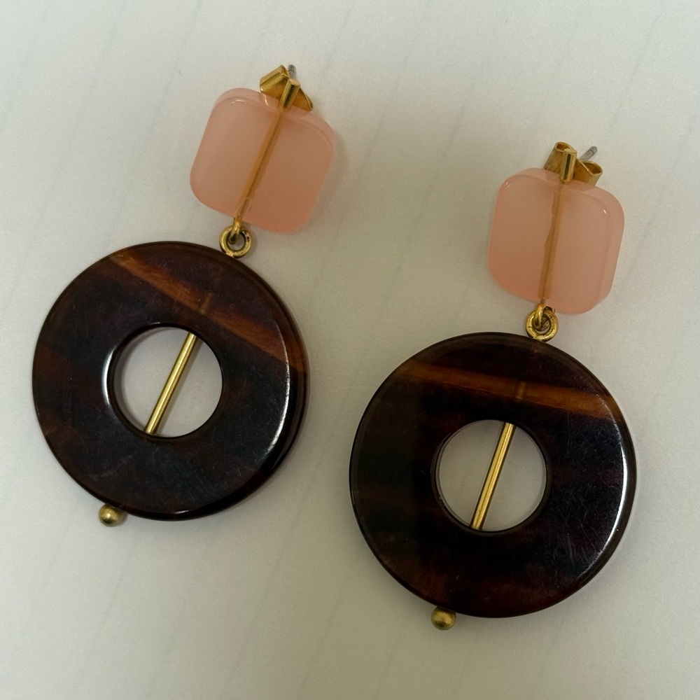 Tortoise and Pink Earrings